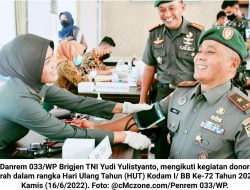 HUT Kodam I/BB Ke-72: Korem 033/WP Gelar Donor Darah