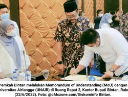MoU dengan UNAIR, Roby Kurniawan Ingin Bintan Dijadikan ‘Labor’ Penelitian Kemajuan