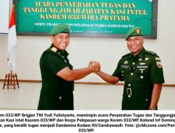 Brigjen TNI Yudi Pimpin Acara Penyerahan Tugas dan Tanggungjawab Jabatan Kasi Intel Kasrem 033/WP