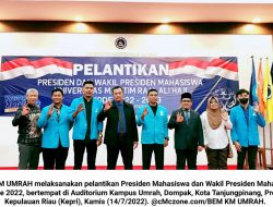 Presiden Mahasiswa BEM KM UMRAH Periode 2022 Resmi Dilantik