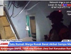 Akibat Gempa 5,8 Satu Rumah Warga Rusak Berat di Lombok Tengah