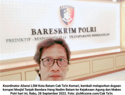 Dugaan Korupsi Proyek Pembangunan Masjid Tanjak Dilaporkan ke Kejagung dan Mabes Polri…