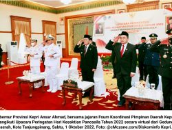 Ansar Ahmad dan Forkopimda Kepri Ikuti Upacara Hari Kesaktian Pancasila secara Virtual…