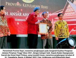 Kepri Raih Anugerah Kualitas Pengisian JPT, Ansar Ahmad: Ini Merupakan Momentum Reformasi Birokrasi…