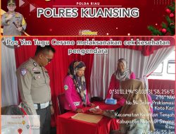 Polres Kuansing Laksanakan Pengecekan Kesehatan Pengendara Dalam Rangka Operasi Lilin LK 2024