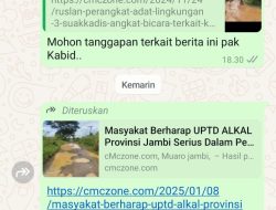 Kabid Alkal Provinsi Jambi Bungkam Terkait Kerusakan Jalan Suakkandis Dan Desa Tetangga 