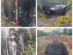 Akibat Ceceran Minyak, Sebuah Mobil Terbalik Di Minas Barat