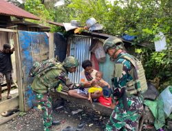 Binter Terbatas Satgas Yonif 521/DY Komunikasi Sosial (KOMSOS) di Kampung Muaranawa