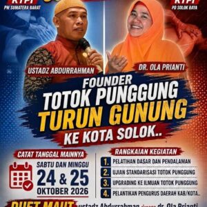 Hadirkan Ustadz Abdurrahman dan dr. Ola Prianti, KTPI Sumbar Akan Mengadakan Standardisasi Nasional Totok Punggung di Solok Kota