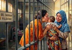 Ibu Ditahan Polisi, 5 Anaknya di Riau Terlantar. Bayi 7 Bulan Nangis Tiap Malam